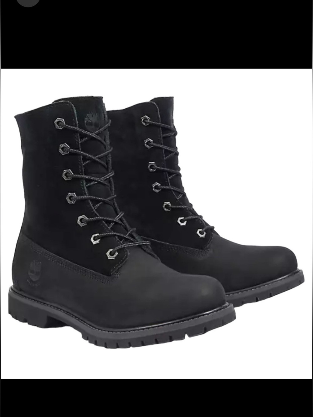Timberland Authentics Waterproof Roll-Top Boots Black Nubuck Women’s 7
